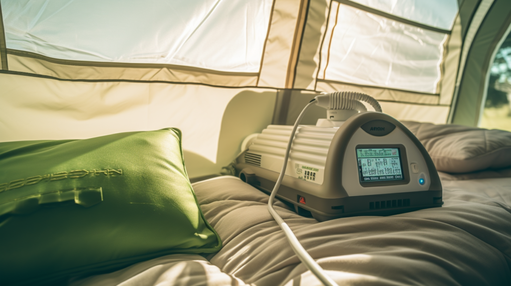 Cpap machine in a tent